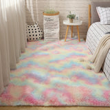 Fluffy Tie Dye Carpets For Bedroom Decor