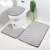 Bathroom Toilet Rug Set Toilet Carpet Flannel Non-Slip Rug