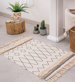 Morocco Cotton Hand Woven Printed Area Rugs Tufted Tassels Throw Rug