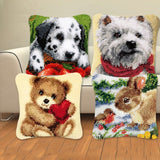 Animal Series Latch Hook Rug & Embroidery Pillow Wool Cross Stitch