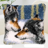 Animal Series Latch Hook Rug & Embroidery Pillow Wool Cross Stitch