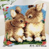 Animal Series Latch Hook Rug & Embroidery Pillow Wool Cross Stitch