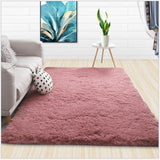 Modern Shaggy Carpet Living Room Bedroom Rugs Solid Fluffy Silky Rug