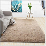 Modern Shaggy Carpet Living Room Bedroom Rugs Solid Fluffy Silky Rug