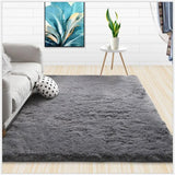 Modern Shaggy Carpet Living Room Bedroom Rugs Solid Fluffy Silky Rug