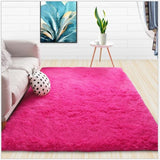 Modern Shaggy Carpet Living Room Bedroom Rugs Solid Fluffy Silky Rug