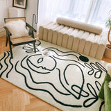 Modern Style Abstract Pattern Fleece Fabric Printed Art Rug