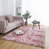 Soft Tie-Dye Plush Fabric Fluffy Carpet Four Seasons Decorative Mat