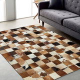 Cowhide Skin Fur Hand Made Seamed Patchwork Rug