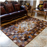 Cowhide Skin Fur Hand Made Seamed Patchwork Rug