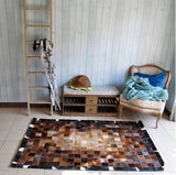 Cowhide Skin Fur Hand Made Seamed Patchwork Rug