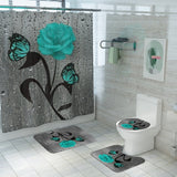 Floral Bathmat and Shower Curtain Set Shower Curtain Hooks Bath Rugs